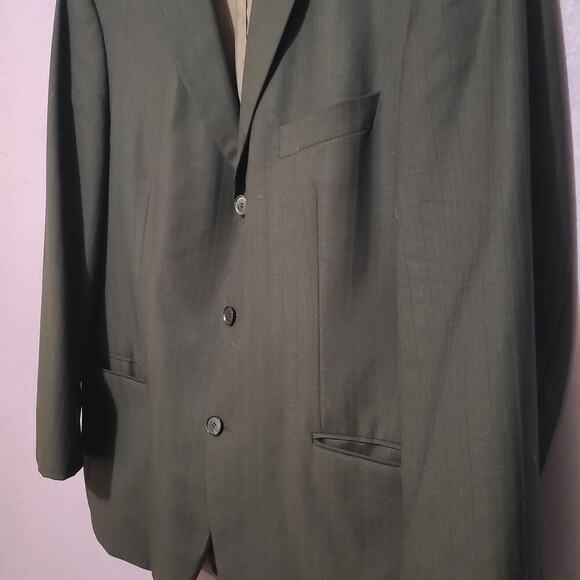 HUGO BOSS‎ VIRGIN WOOL ROSSELLINI SUIT JACKET BLAZER PINSTRIPE 3 BUTTON USA 42 S - Picture 4 of 8